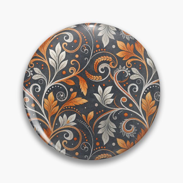 Artikelvorschau, Elegantes botanisches Ornament in Orange und Silber entworfen und verkauft von ML-Media.