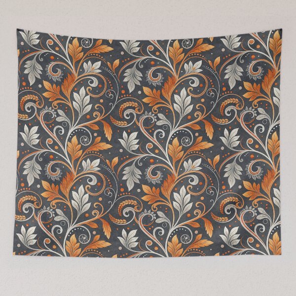 Item preview, Elegant Orange and Silver Botanical Ornament designed and sold by RGShirtWorks.