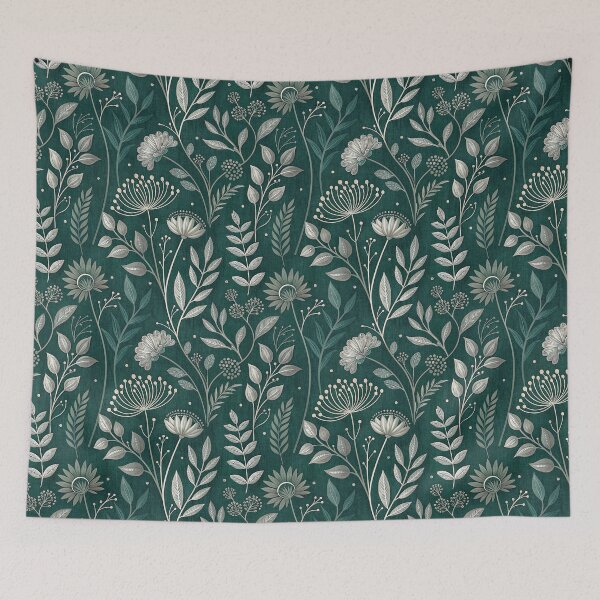 Item preview, Elegant Botanical Meadow Design in Silver and Teal designed and sold by ML-Media.