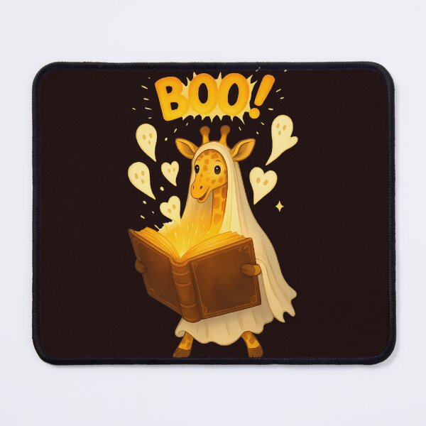 Item preview, Ghost Giraffe with Magic Book – Boo Halloween Cute Spooky Art designed and sold by LunaSpellStudio.