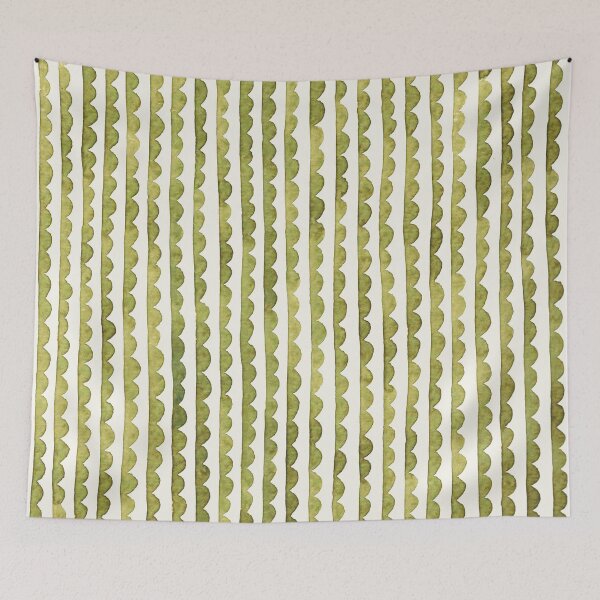 Item preview, Thin Scalloped Line Watercolor Green designed and sold by studioanalog.