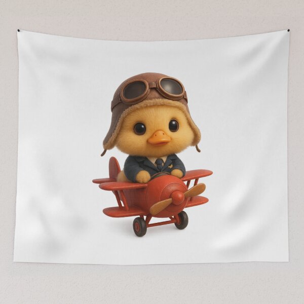 Item preview, Cute Pilot Duck in Biplane | Kawaii Cottagecore Art designed and sold by Moons Studio.