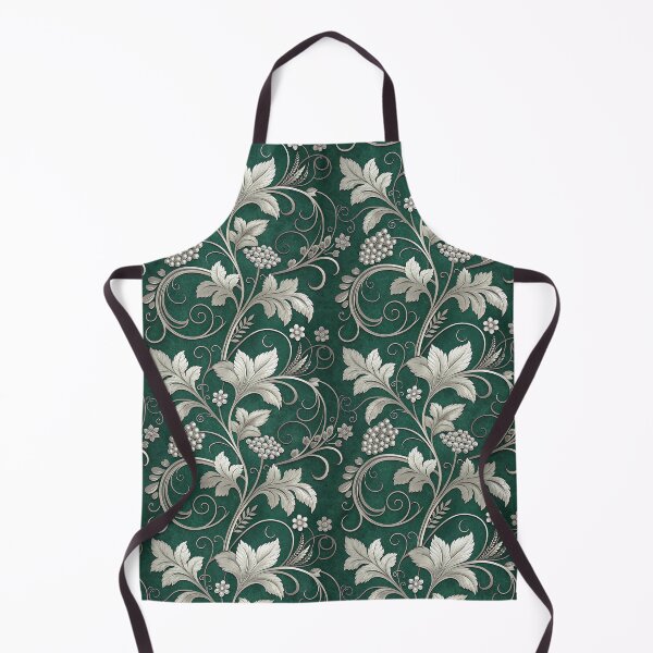 Item preview, Ornamental Silver Vine and Grapes on Emerald Green designed and sold by ML-Media.