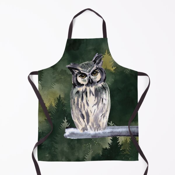 Aperçu de l'œuvre Chouette aquarelle verte dans la forêt créée et vendue par TackyTime.