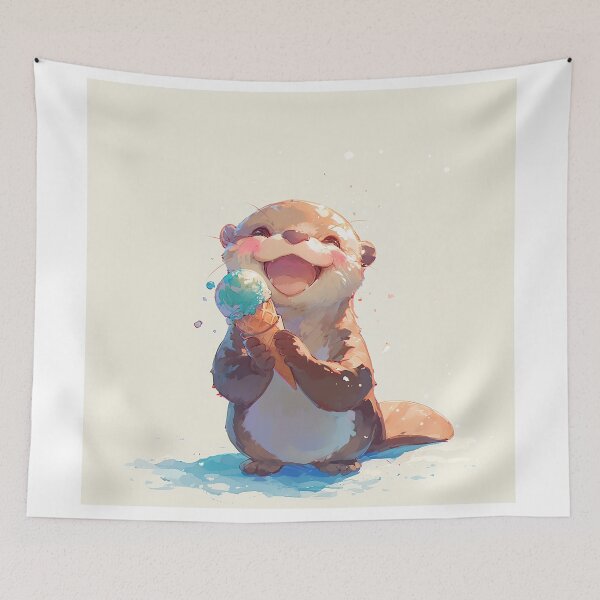 Item preview, Cute Otter with Ice Cream designed and sold by Christian Weiss.