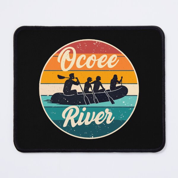 Item preview, Retro Ocoee River Rafting Sticker with Sunset Colors and Vintage Script designed and sold by VividOrganica.