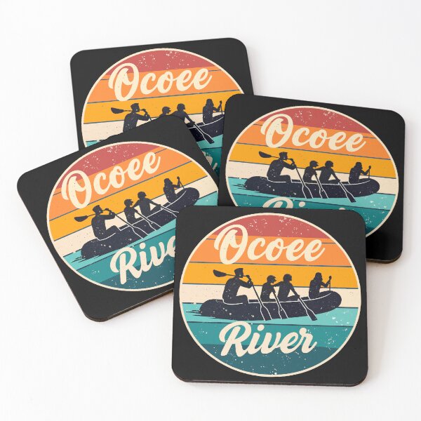 Item preview, Retro Ocoee River Rafting Sticker with Sunset Colors and Vintage Script designed and sold by VividOrganica.