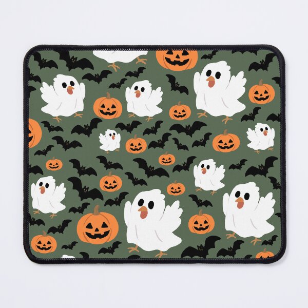 Item preview, Spooky Cute Ghost Chickens with Pumpkins and Bats Halloween Pattern designed and sold by CanvasTrails.