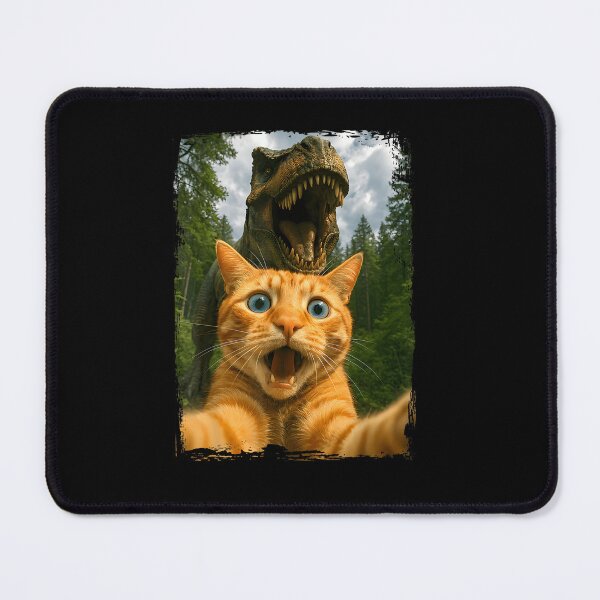 Item preview, Hilarious Orange Cat Selfie With T-Rex Dinosaur Funny Animal T-Shirt designed and sold by CcConsultingS.