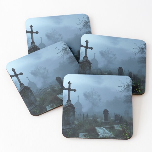 Item preview, Spooky Graveyard on Foggy Moonlight Night Halloween designed and sold by Hartbecke.
