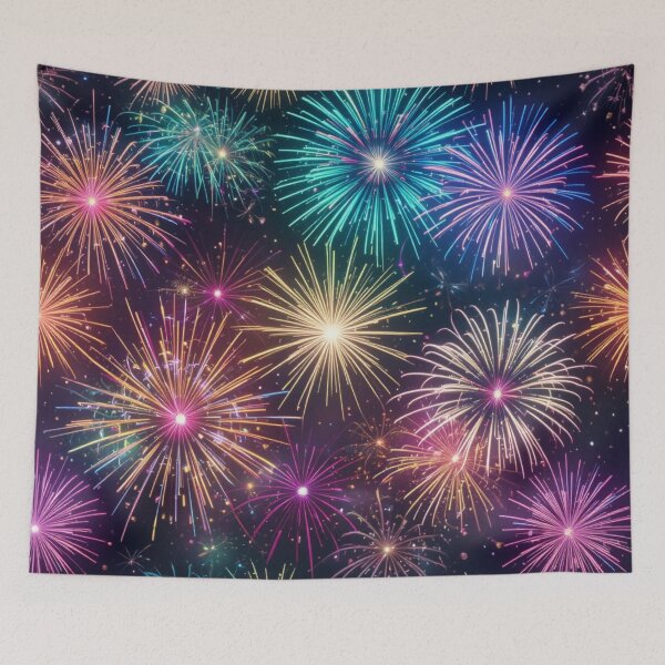 Item preview, Vibrant Fireworks Display in Night Sky designed and sold by InezPhotography.