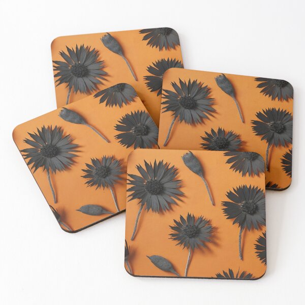 Item preview, Black Dried Flowers Collage on Orange – Autumn Halloween Aesthetic designed and sold by EmeraldeaArt.