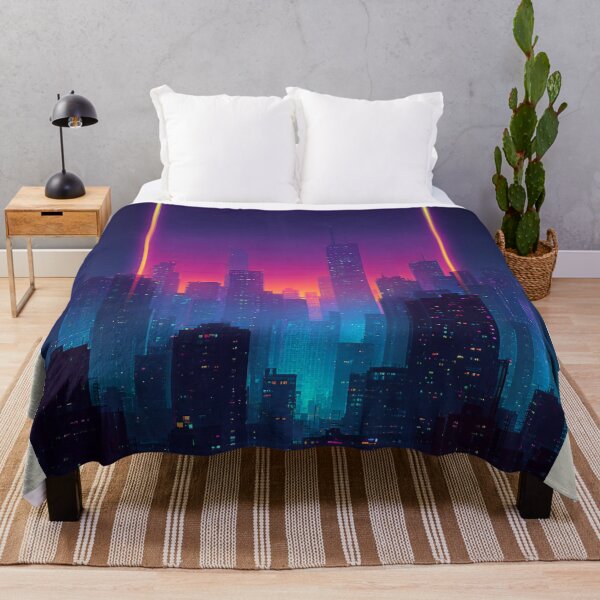 Item preview, Cyberpunk Skyline – Neon City at Night designed and sold by Meiersbeste.