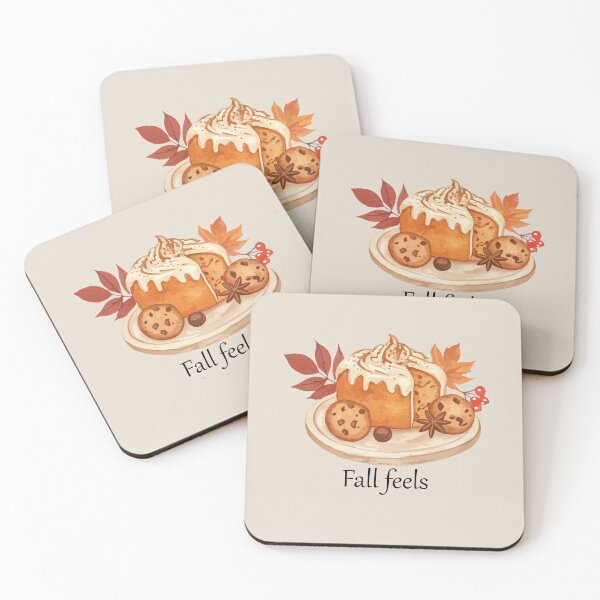 Item preview, Fall Feels Cozy Autumn Cake Illustration on beige designed and sold by designsoftinaa.