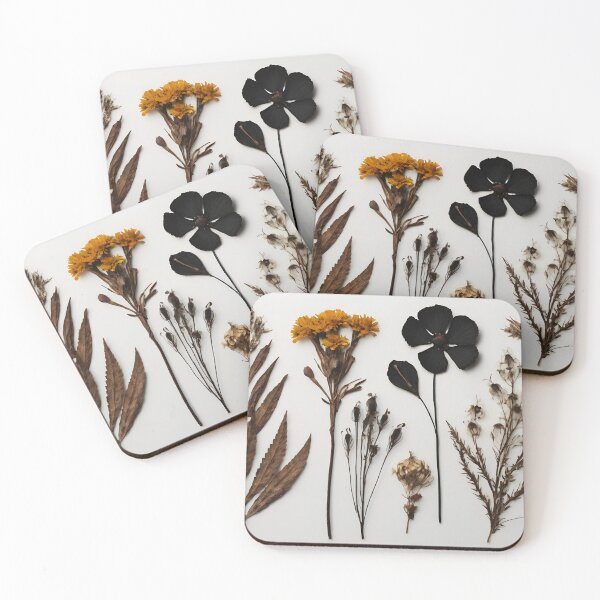 Item preview, Pressed Wildflowers and Grasses – Dark Autumn Botanical Collage designed and sold by EmeraldeaArt.