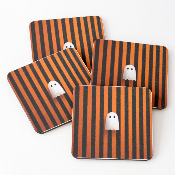 Item preview, Ghost on Black and orange stripes designed and sold by MendaciousMina.