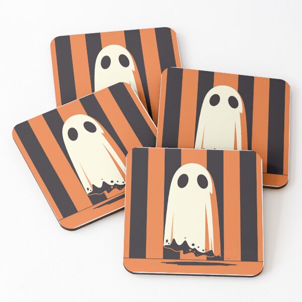 Item preview, Ghost on Black and orange stripes designed and sold by MendaciousMina.