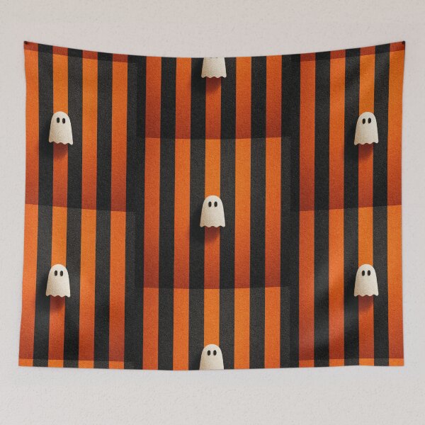 Item preview, Ghost on Black and orange stripes designed and sold by MendaciousMina.