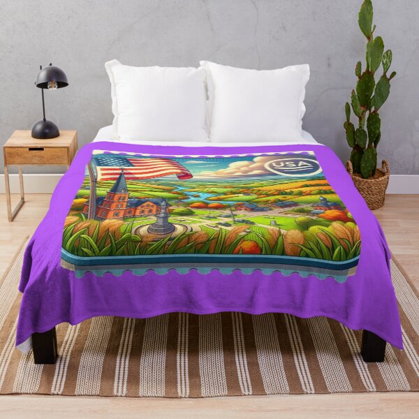 Item preview, Treveskyn USA Scenic View in 3D Cute Sketch with American Flag, designed and sold by PaintMeWorld.