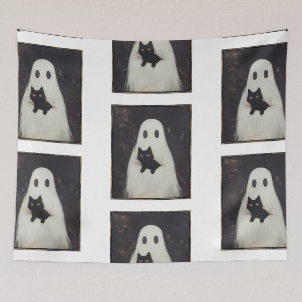 Item preview, Portrait of a ghost holding a black cat designed and sold by MendaciousMina.