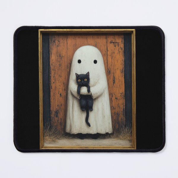 Item preview, Portrait of a ghost holding a black cat designed and sold by MendaciousMina.