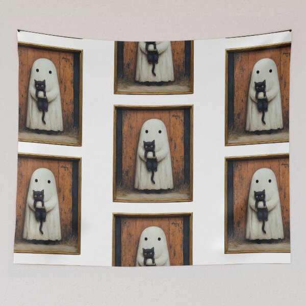 Item preview, Portrait of a ghost holding a black cat designed and sold by MendaciousMina.