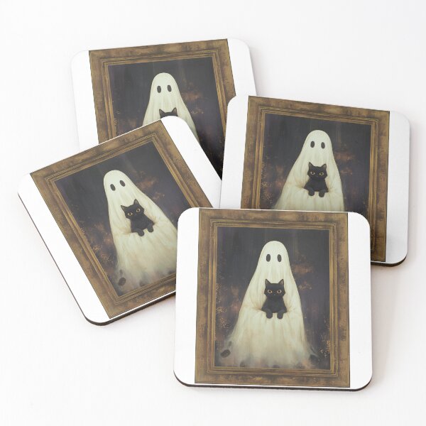 Item preview, Portrait of a ghost holding a black cat designed and sold by MendaciousMina.