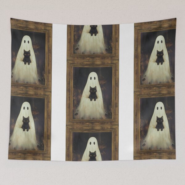 Item preview, Portrait of a ghost holding a black cat designed and sold by MendaciousMina.