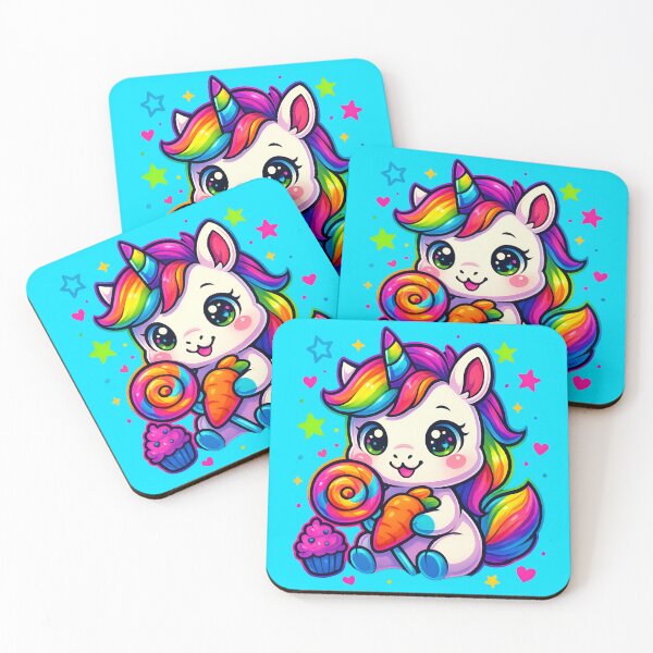 Item preview, Neon Rainbow Kawaii Unicorn – Sweetest Magical Delight designed and sold by BloomOfDesign.