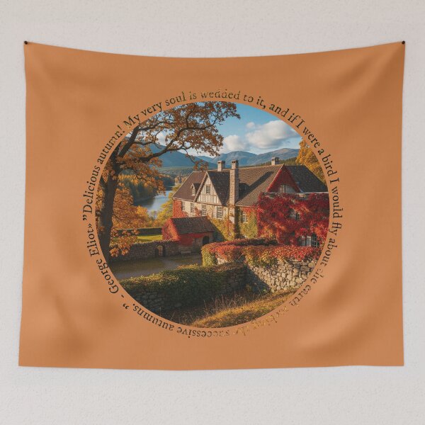 Item preview, Delicious Autumn – Rustic Manor Wrapped in Golden Foliage designed and sold by MerchYouSearch.