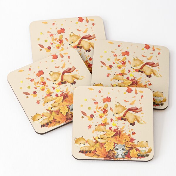 Item preview, Playful Foxes Jumping in Autumn Leaves designed and sold by Cherry Peony.