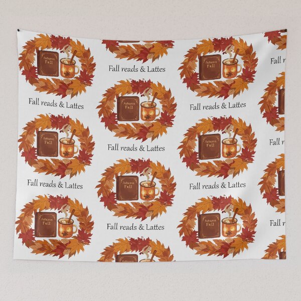 Item preview, Fall Reads And Lattes Cozy Autumn Illustration on white. designed and sold by designsoftinaa.
