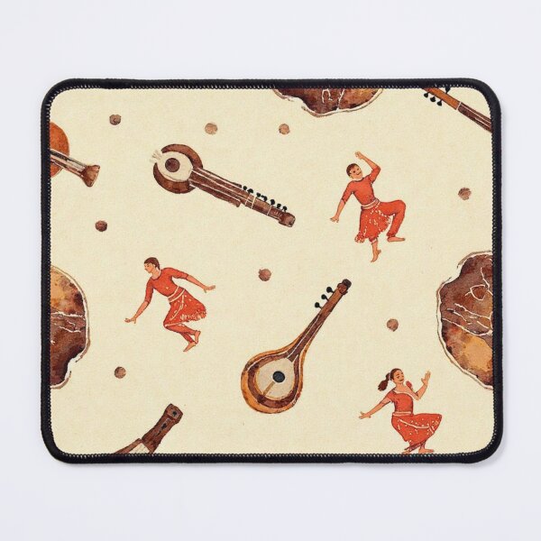 Item preview, Indian Classical Music and Dance Watercolor Pattern (Celebration of India - Rustic Folk Art Pattern) designed and sold by PaperCastle.