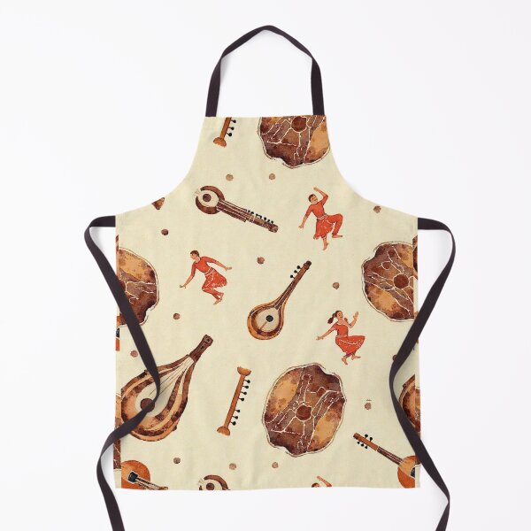 Item preview, Indian Classical Music and Dance Watercolor Pattern (Celebration of India - Rustic Folk Art Pattern) designed and sold by PaperCastle.