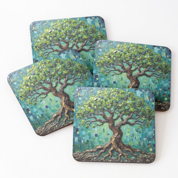Item preview, Vibrant Impasto Tree of Life - Textured Palette Knife Painting designed and sold by PaperCastle.