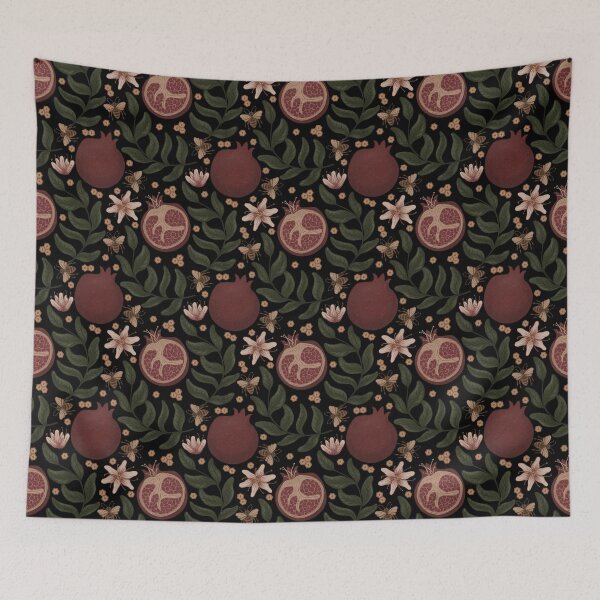 Item preview, Persephone’s Cycle – Gothic Mythology Pomegranate and Bees Pattern designed and sold by paintingbetween.