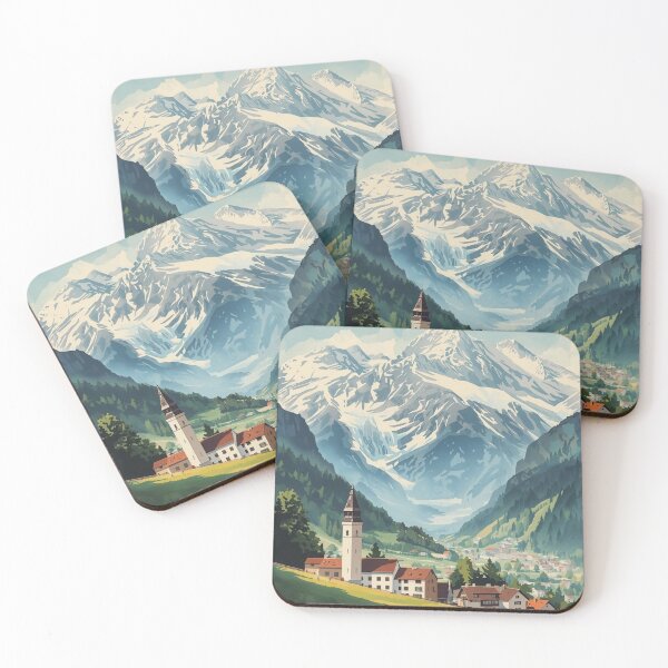 Item preview, Austrian Alps Poster, Vintage Alps Poster, Skiing Poster designed and sold by Bits & Bops Boutique.