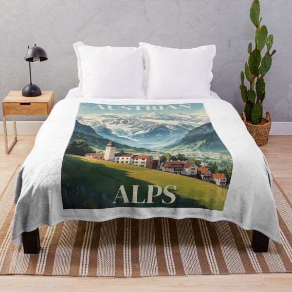 Item preview, Austrian Alps Poster, Vintage Alps Poster, Skiing Poster designed and sold by Bits & Bops Boutique.