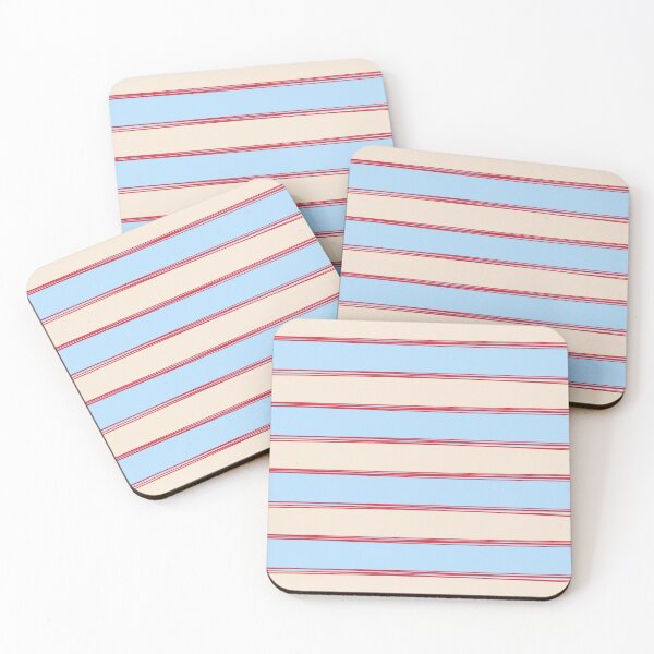 Item preview, Lined Stripes Pattern in Cottage Light Blue, Red, and Cream Beige designed and sold by kierkegaard.