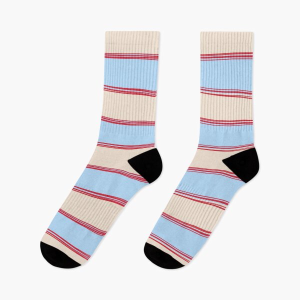 Item preview, Lined Stripes Pattern in Cottage Light Blue, Red, and Cream Beige designed and sold by kierkegaard.