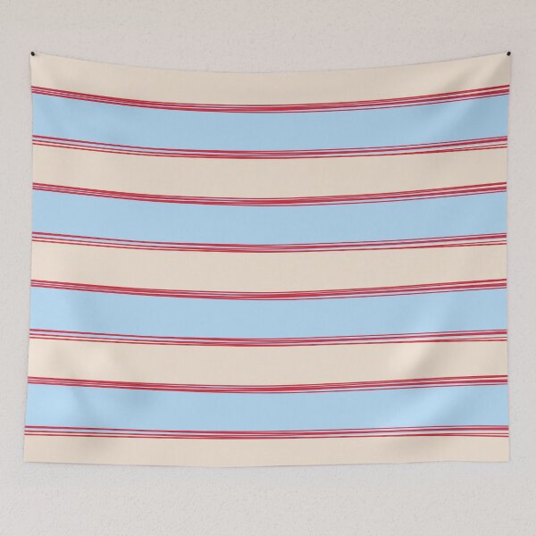 Item preview, Lined Stripes Pattern in Cottage Light Blue, Red, and Cream Beige designed and sold by kierkegaard.