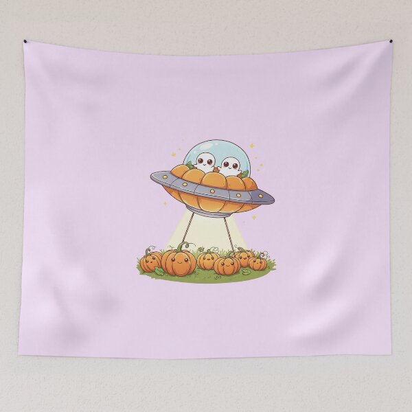 Item preview, Kawaii Alien Ghosts Beaming Pumpkins  designed and sold by Itsheartshop.
