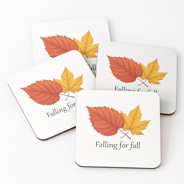 Item preview, Falling for fall – cozy autumn red & yellow leaf design-white edition. designed and sold by designsoftinaa.