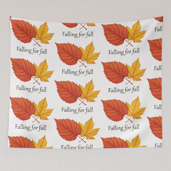 Item preview, Falling for fall – cozy autumn red & yellow leaf design-white edition. designed and sold by designsoftinaa.