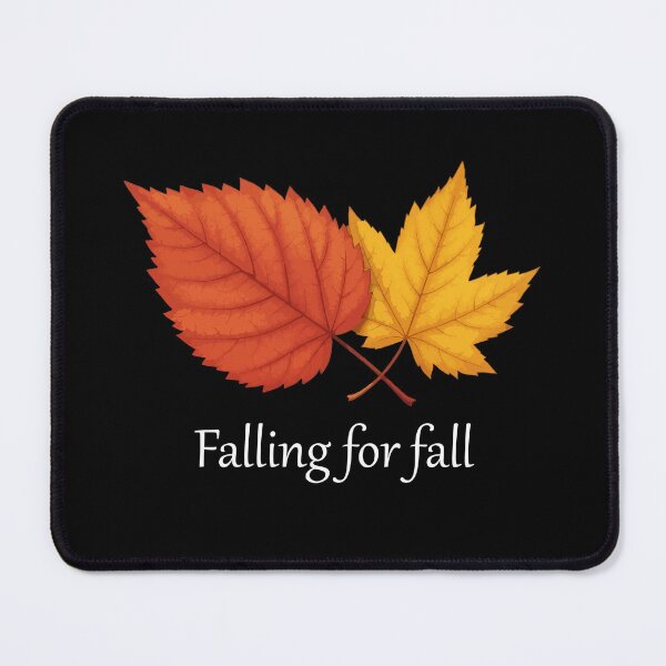 Item preview, Falling for fall – cozy autumn red & yellow leaf design-black edition. designed and sold by designsoftinaa.