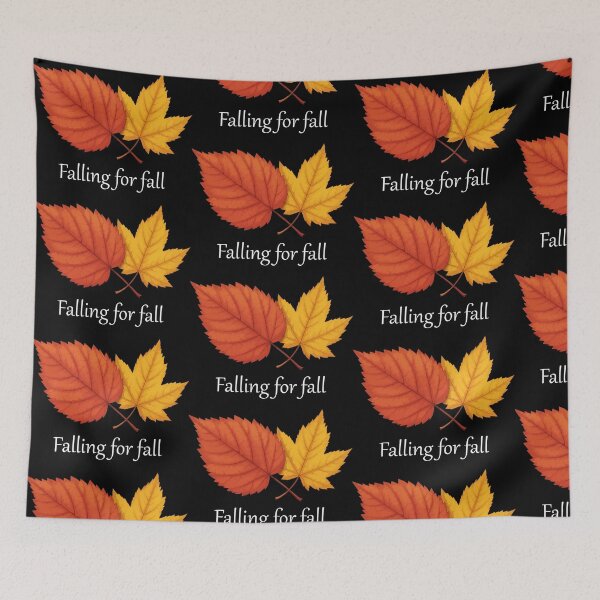 Item preview, Falling for fall – cozy autumn red & yellow leaf design-black edition. designed and sold by designsoftinaa.