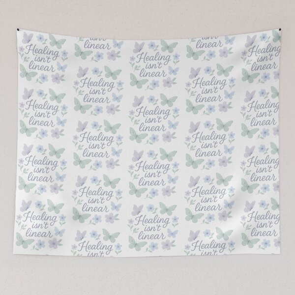 Item preview, Healing Isn't Linear – Pastel Mental Health Aesthetic Design designed and sold by graphicnew.