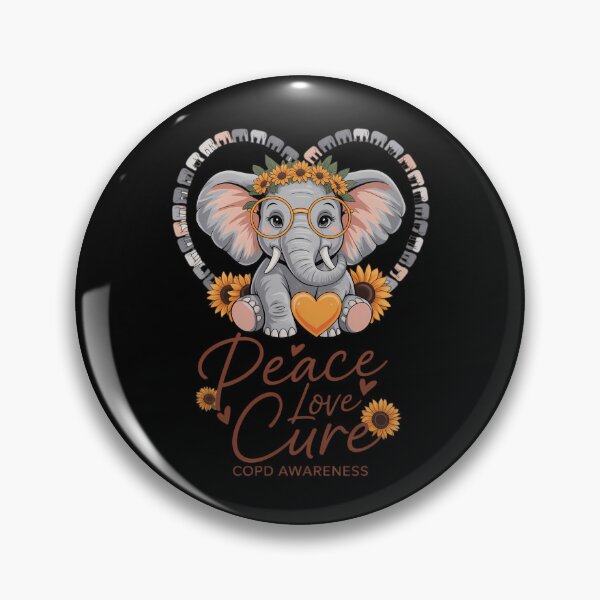 Item preview, Peace Love Cure Elephant Orange COPD Awareness Month designed and sold by tearbytea.