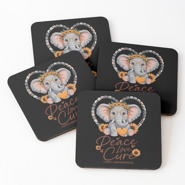Item preview, Peace Love Cure Elephant Orange COPD Awareness Month designed and sold by tearbytea.