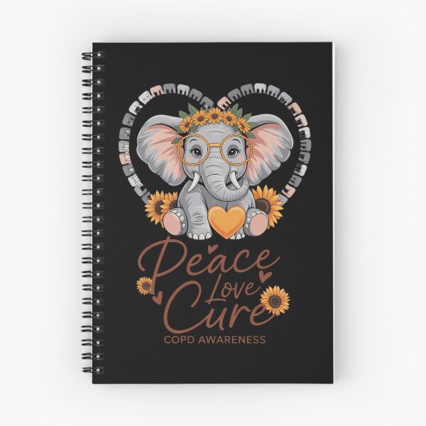 Item preview, Peace Love Cure Elephant Orange COPD Awareness Month designed and sold by tearbytea.